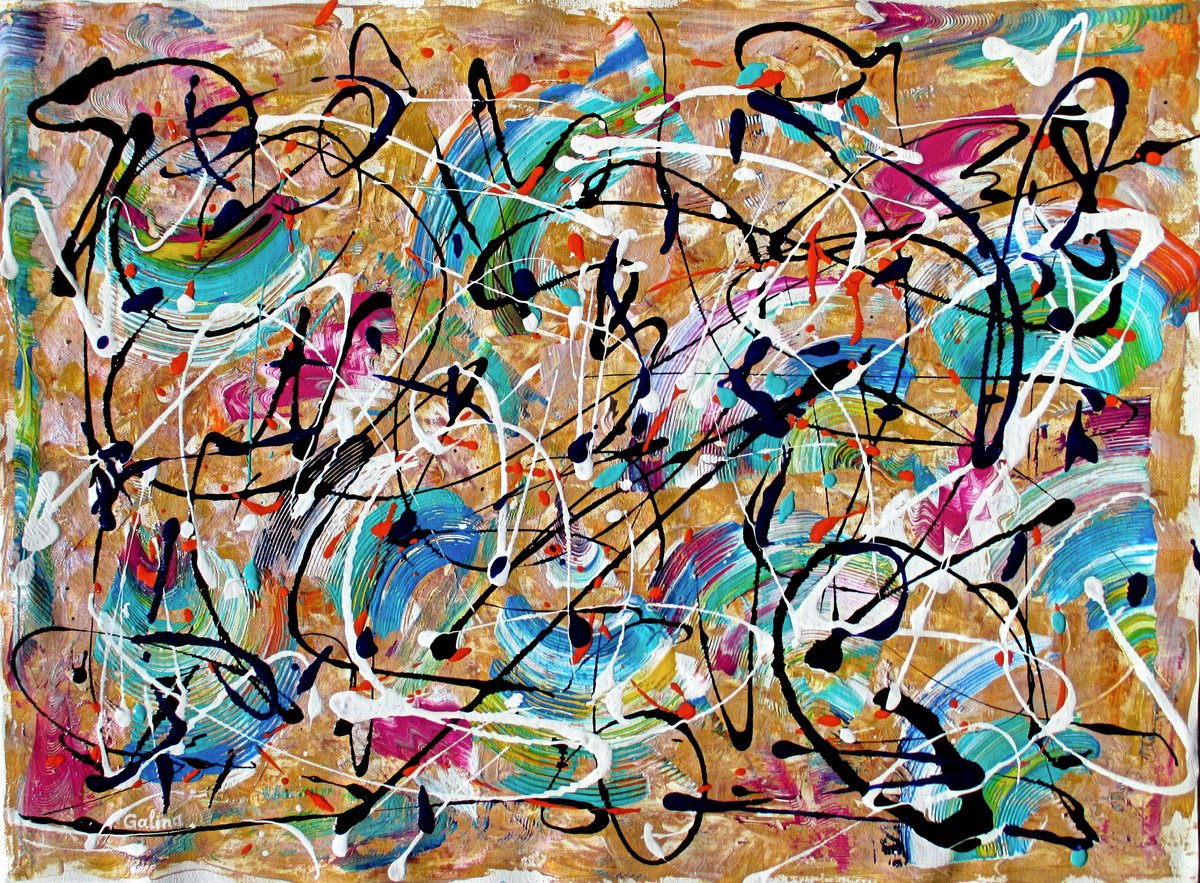 Colorful Expressions - abstract, free-hand, creative acrylic on canvas sheet by Galina Victoria