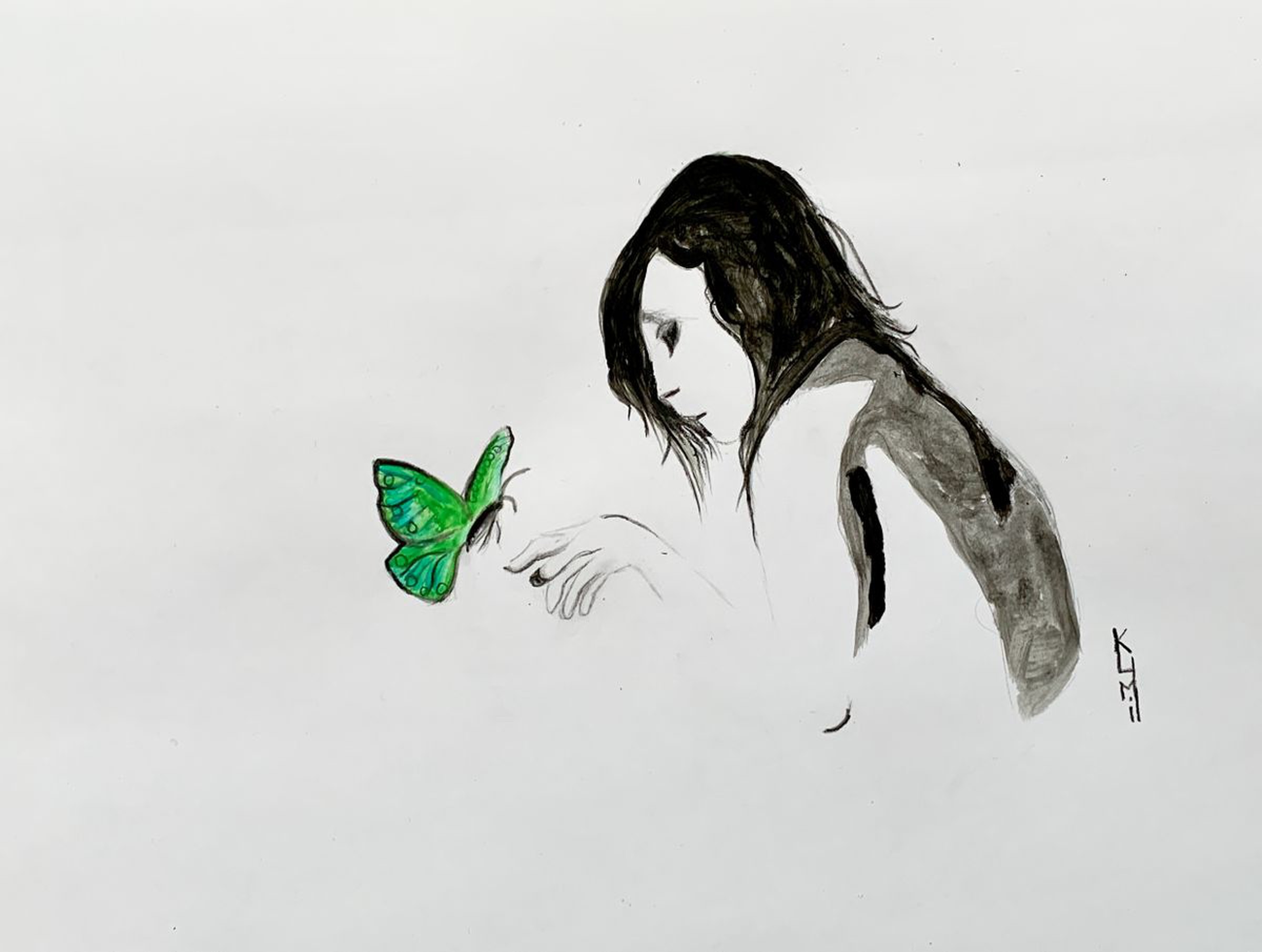 Painting Of Woman Girl With Butterfly Art Artfinder