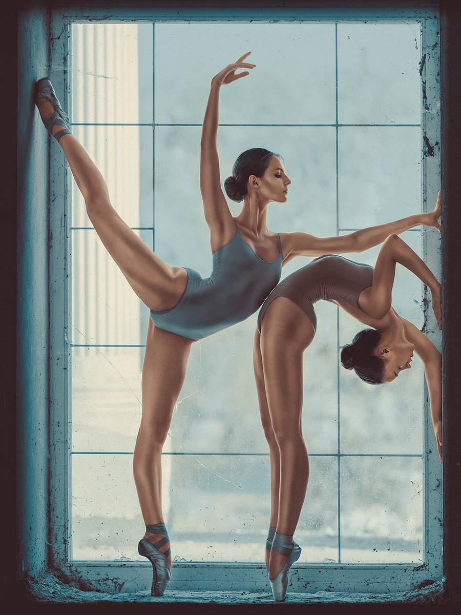 Photorealistic Portrait Photograph By Dan Hecho, 24 X 35, Ballerinas, Original Artwork