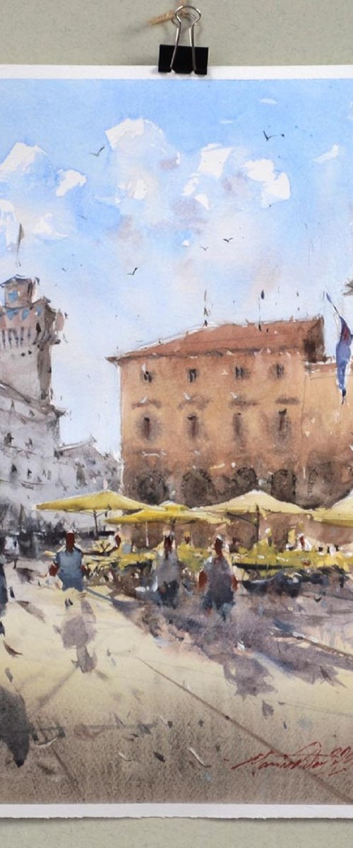 Vicenza, watercolor cityscape. by Marin Victor