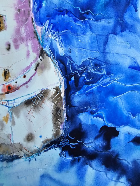 Stormy Lighthouse Mixed Media Art