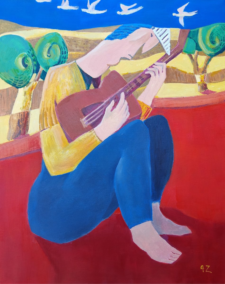 Expressive Portrait Oil Painting By Gegham Hunanyan, 16 X 20, The Self-Taught, Original Artwork