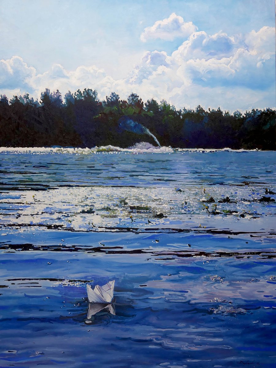 Impressionistic Landscape Oil Painting By Anatolii Varvarov, 53 X 71, Everything Has Its Time, Original Artwork