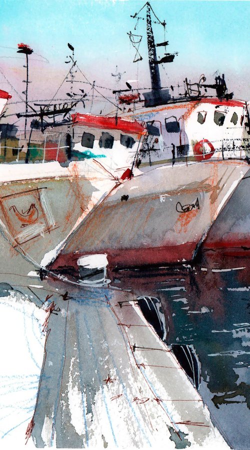 Sozopol Sunset Boats by Anastasia Mamoshina
