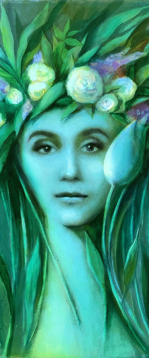 Flora in emerald tones by Agnese Kurzemniece