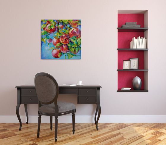 Apples painting still life with red apples