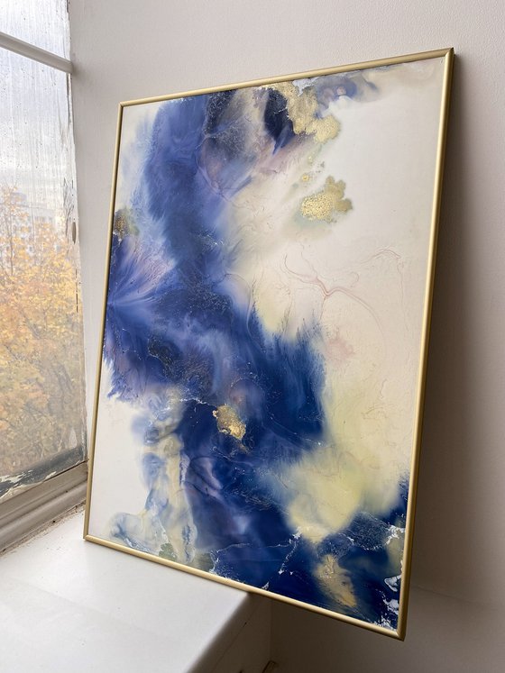 Blue and Gold Abstract Art
