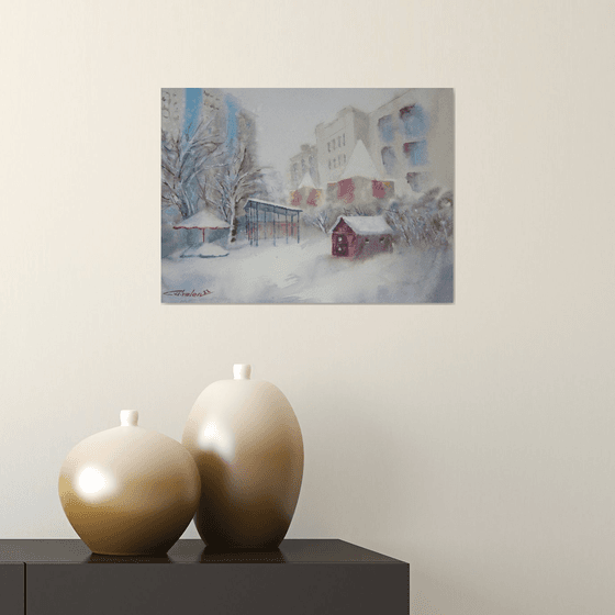 Urban winter scene