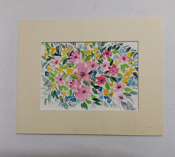 Blossoms - Watercolour painting - gift - affordable art - matted artwork