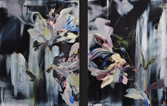 Cascading Velvet Diptych