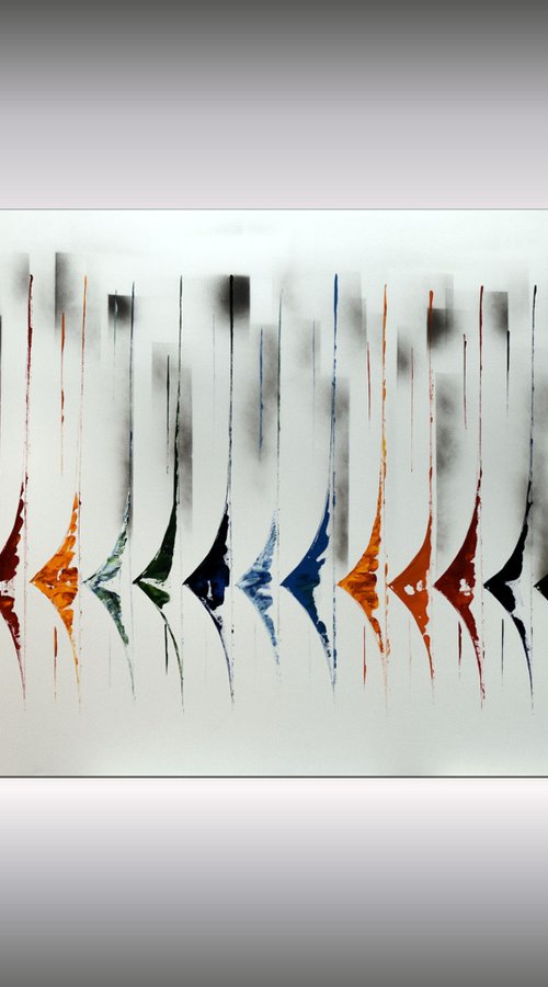 Big Race II - Abstract- Colourfull Sailboat Painting- Large Acrylic Art Canvas Wart Art Ready to hang by Edelgard Schroer