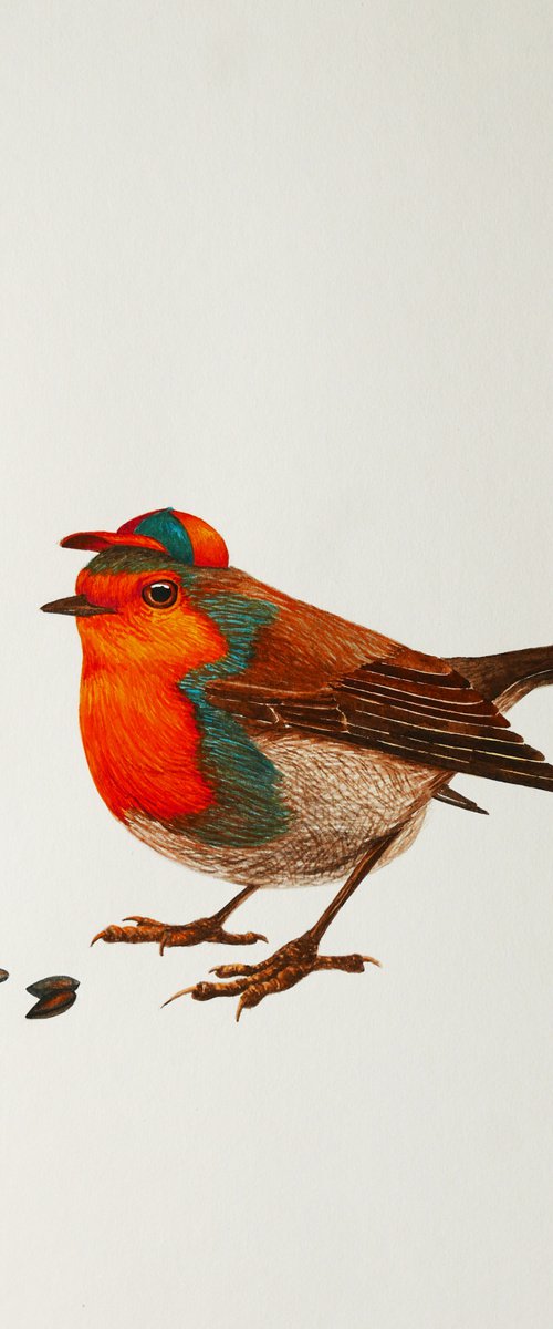 Robin in a hat by Karina Danylchuk