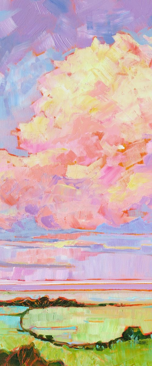 Pink Cloud Over Blakeney Marshes by Mary Kemp