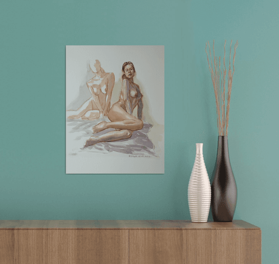 Seated female nude 2 poses