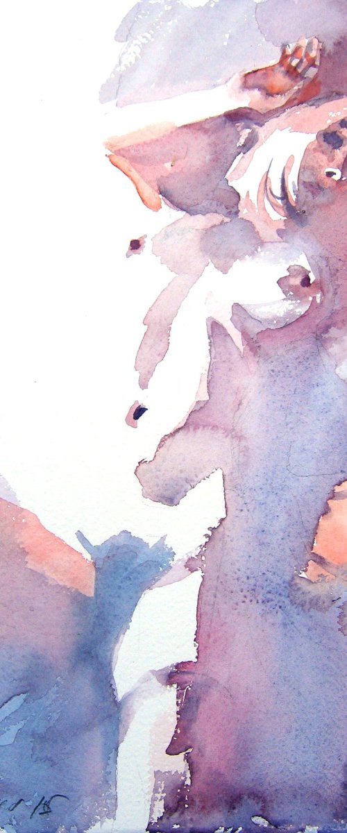 nude on bed by Goran Žigolić Watercolors