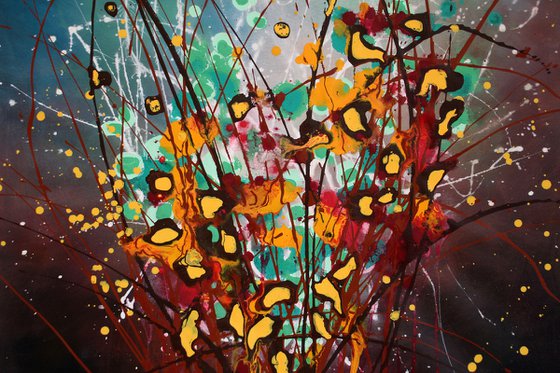 Folie Des Fleurs #4 - Extra large original abstract floral landscape