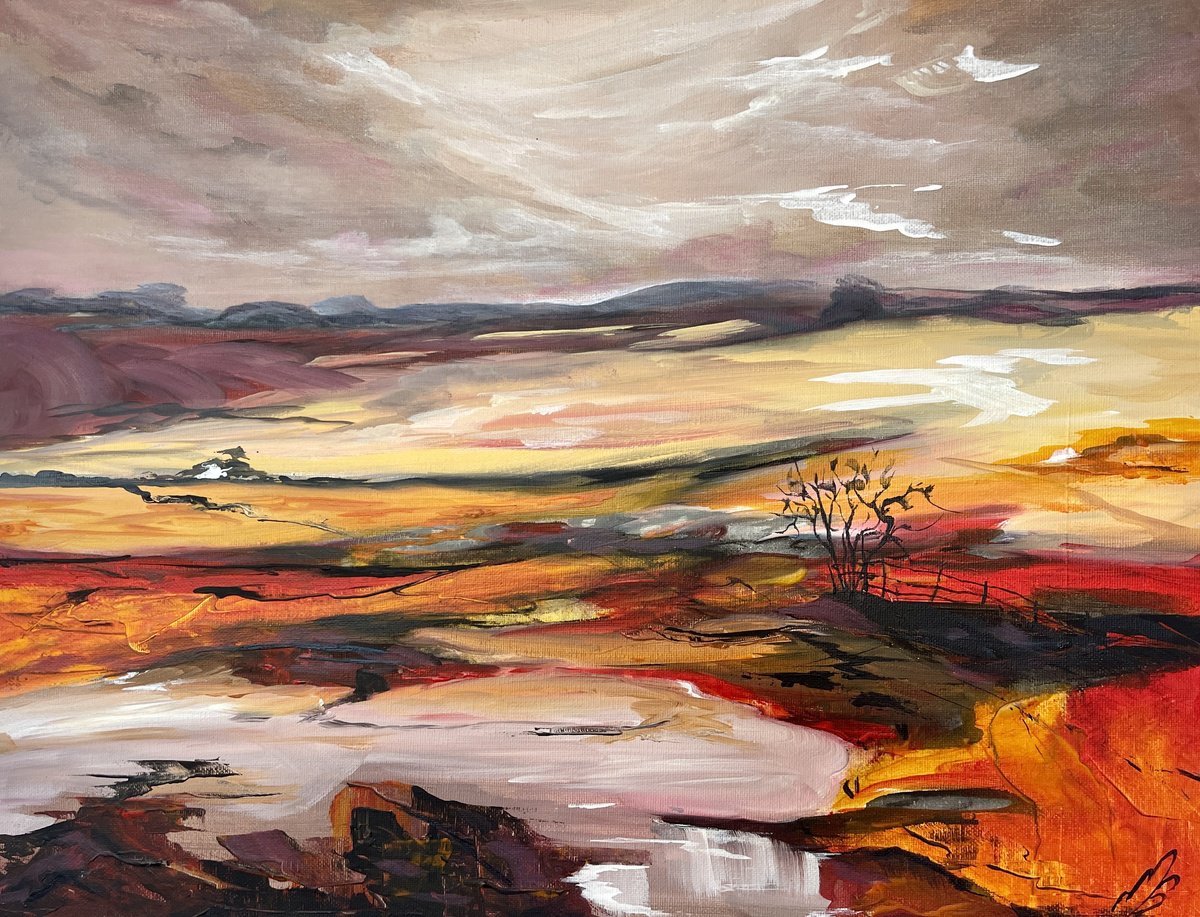 Abstract Landscape Acrylic Painting By Marja Brown, 20 X 16", The Warmth Of Autumn, An Abstract Autumnal Landscape, Artfinder
