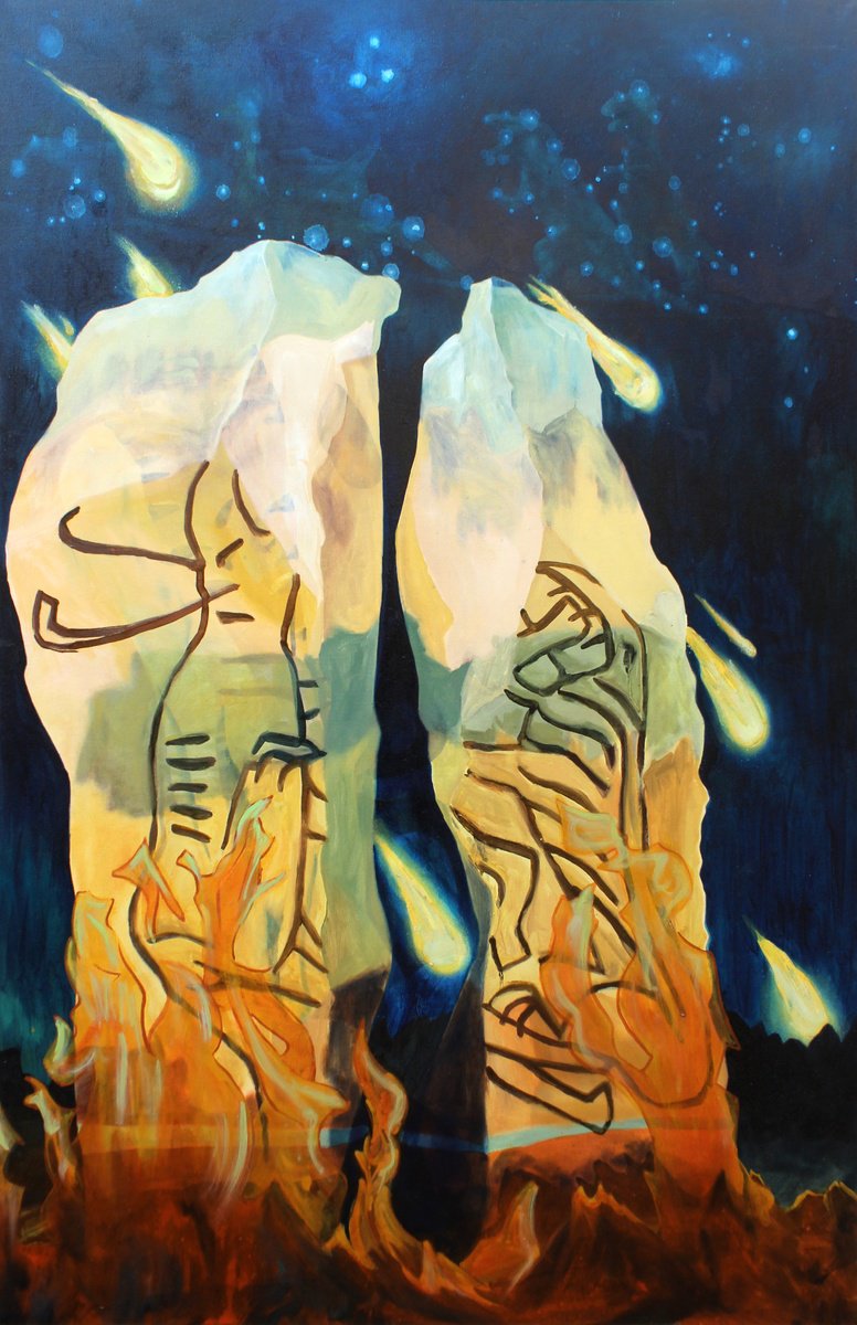 Surrealistic Still Life Oil Painting By Ben Stephenson, 35 X 57, Last Kiss, Original Artwork