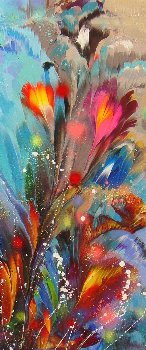 ”Blooming Spring Flowers” Large Painting by Irini Karpikioti