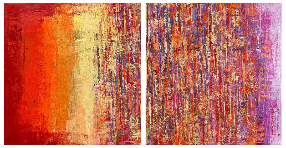 Rising Shine_Diptych_48X24 By Avinash Pise, 48 X 24, Artwork For Sale On Artfinder