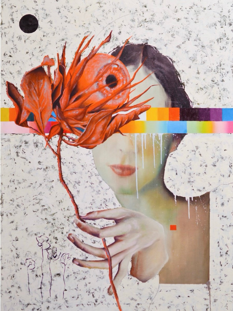 Surrealistic Portrait Oil Painting By Taras Haida, 31 X 43", Field Of Vision, Original Artwork