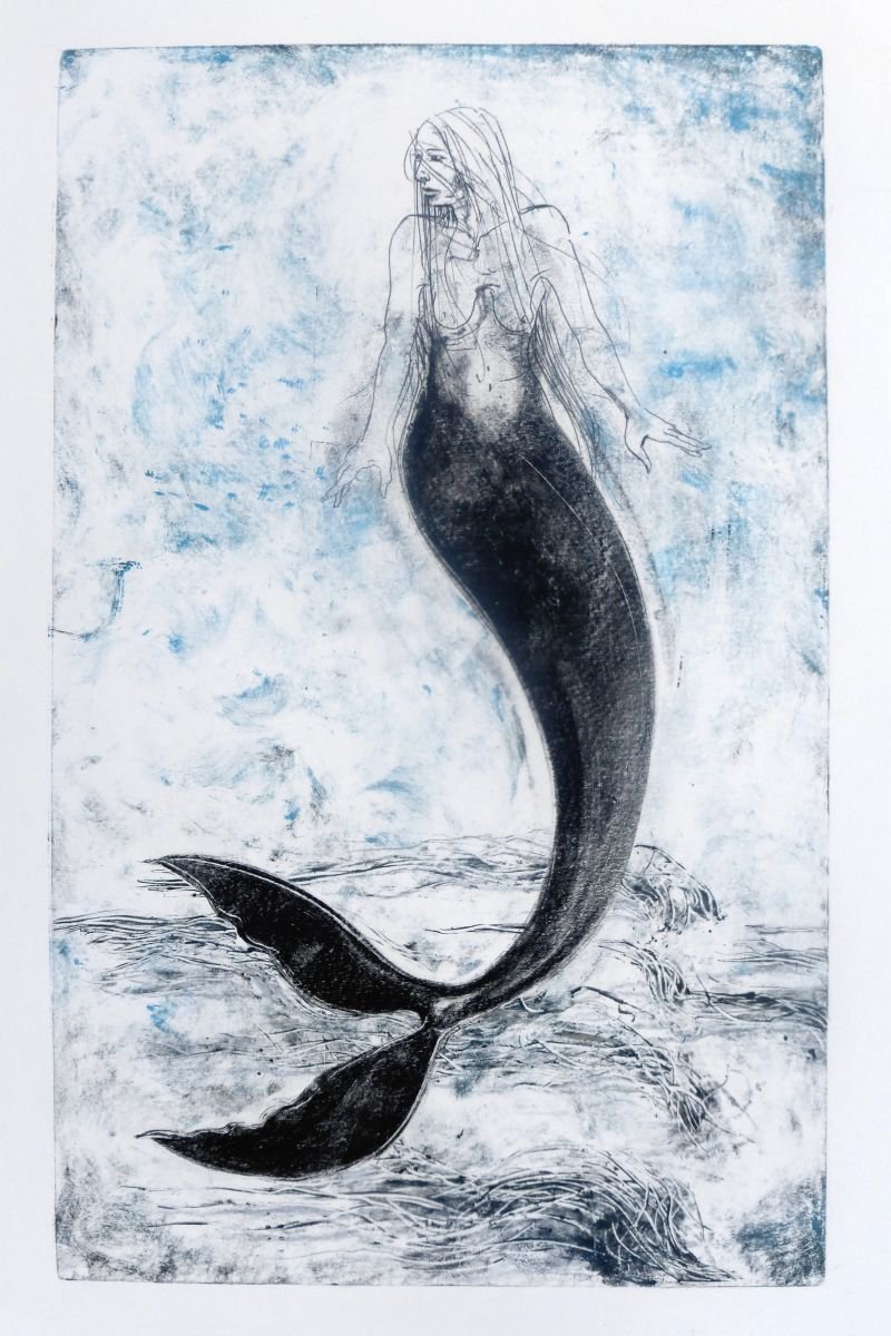 Illustrative Abstract Limited Edition Print By John Sharp, 20 X 31, The Last Mermaid No.4, Original Artwork