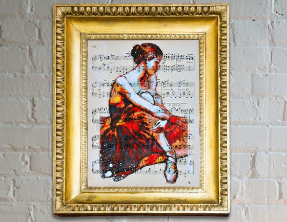 Ballerina 26  - Collage Art on Real Vintage Sheet Music Page