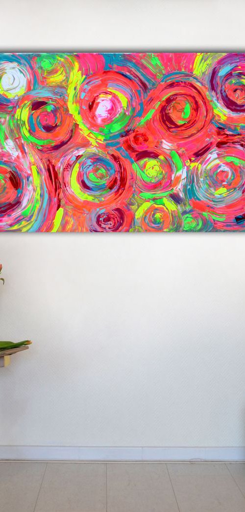 Gypsy Dance 9 - 150x60 cm - Big Painting XXXL - Large Abstract, Supersized Painting - Ready to Hang, Hotel Wall Decor by Soos Tiberiu
