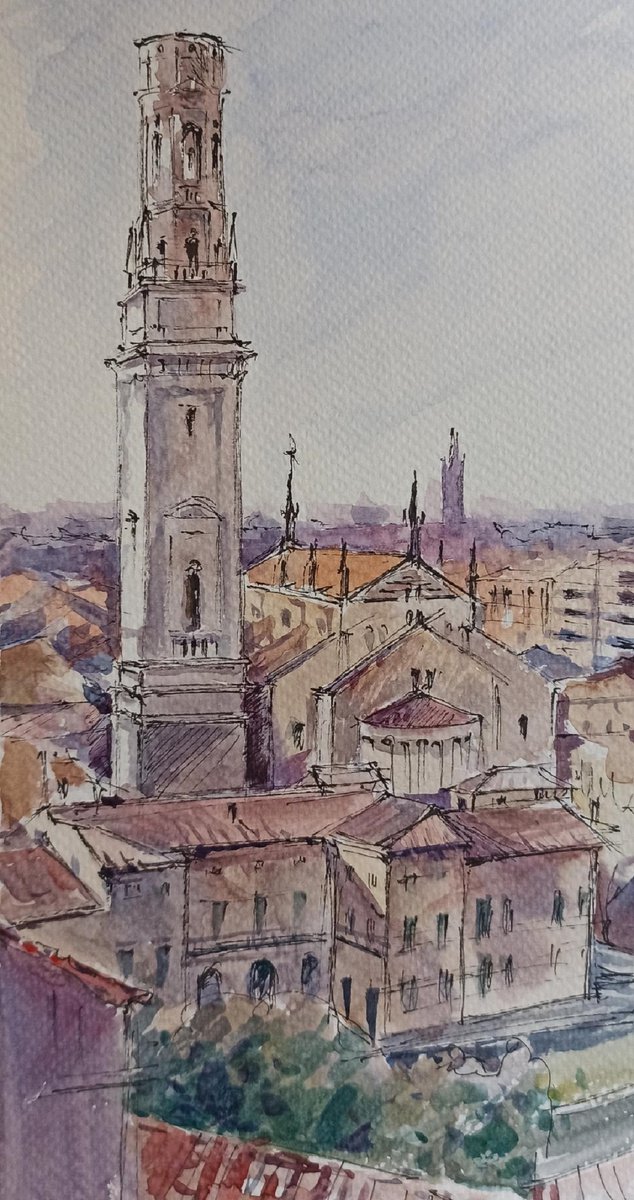 Bell tower of Verona Cathedral by Olga Drozdova
