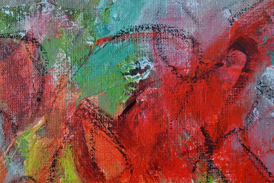 Red Triptych - small abstract works