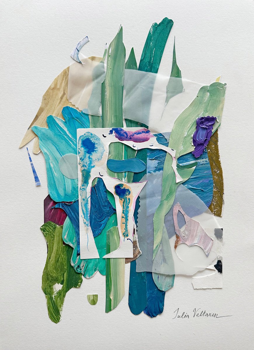 Organic Abstract Collage By Julia Valtanen, 12 X 16", Seeds That Germinate, Original Artwork