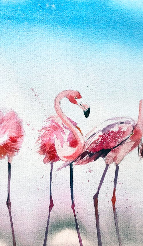 Flamingos' Morning by Ksenia Astakhova