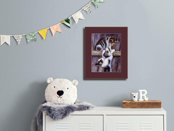 Playful Kittens on the Fence