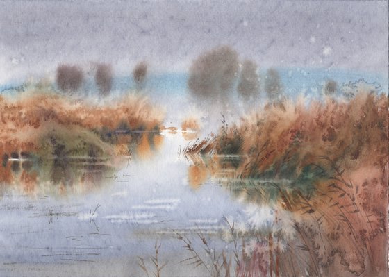Landscape painting watercolor