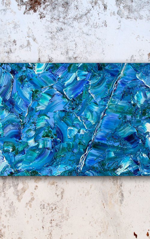 "Caught In Your Waves" - Original PMS Artwork Textured Abstract Oil Painting on Wood Panel - 24" x 16" by Preston M. Smith (PMS)