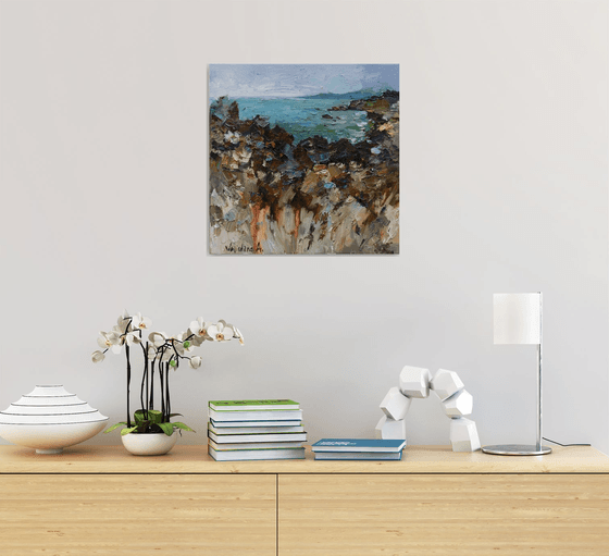 Wild rocky coast - Original oil seascape painting