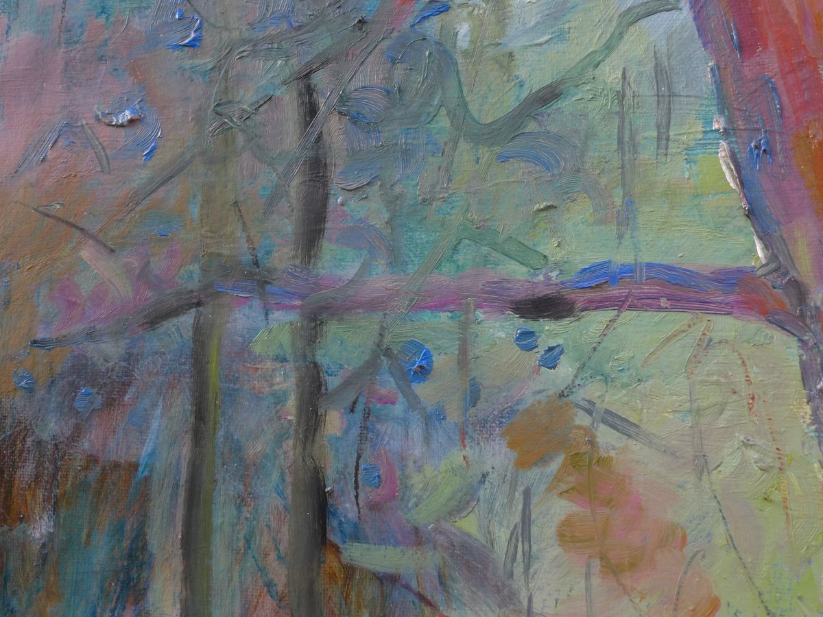 Impressionistic Landscape Oil Painting By Irina Smirnova-Seymour, 24 X 18, In The Forest, Original Artwork