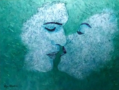 Sonnet - twin flame; love; romance painting; office, home décor by Liza Wheeler