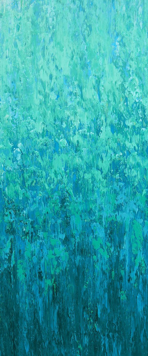 Trickles - Turquoise Abstract by Suzanne Vaughan