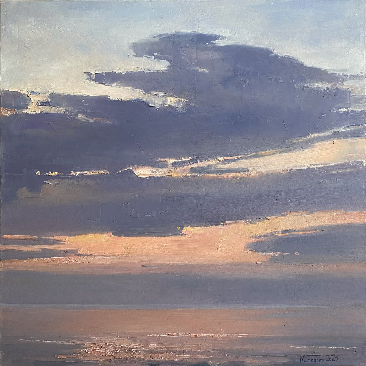 Impressionistic Landscape Oil Painting By Maxim Gladko, 31 X 31", Condition #7, Original Artwork