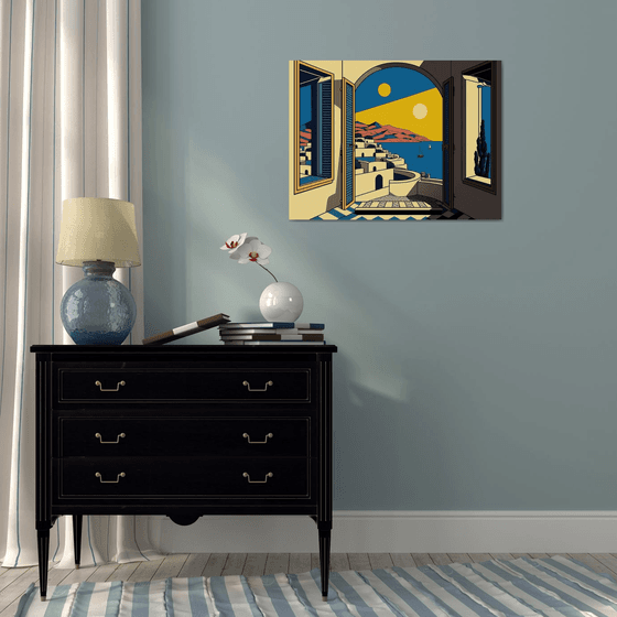 Evening in Santorini (inspired by Roy Lichtenstein) |  23,5"x31,5" (60x80 cm)