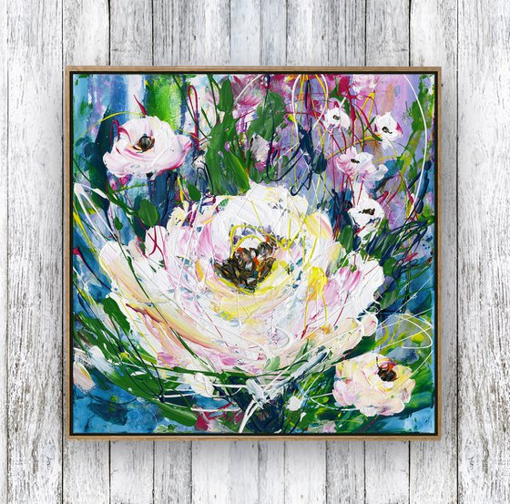 Blooms Of White - Floral Painting by Kathy Morton Stanion