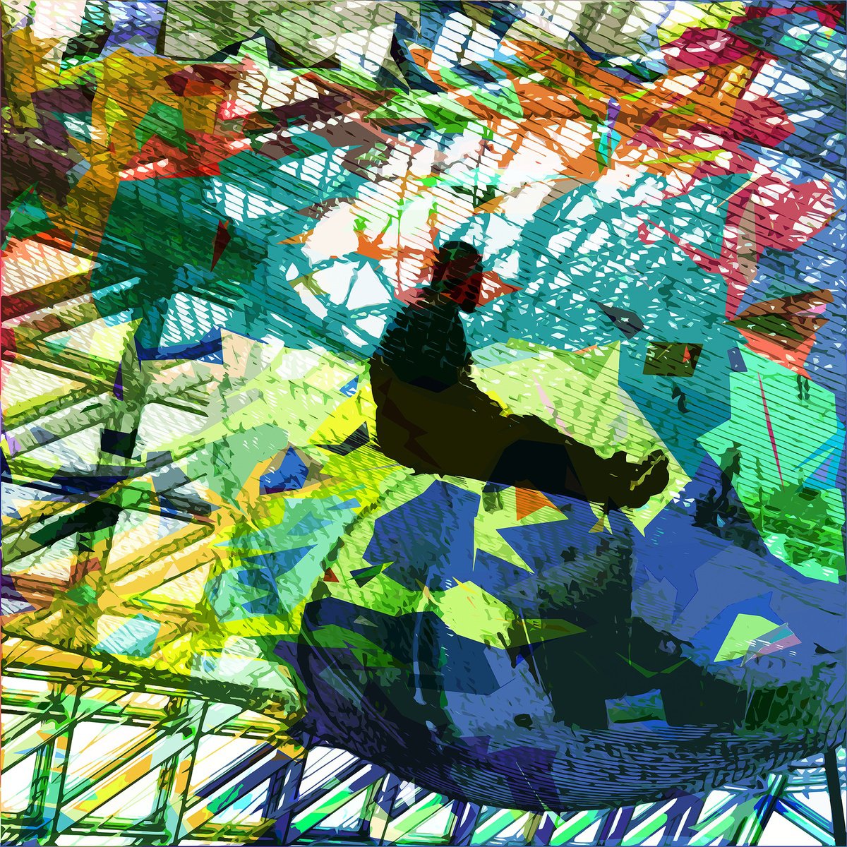 Portrait Giclee Print By Uwe Fehrmann, 39 X 39", Inside - Man In The Net, Original Artwork