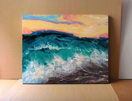 Seascape "Sunset over the sea"  Large Painting