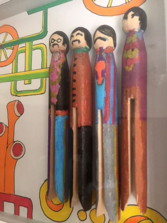 Yellow Submarine - peg dolls scupture