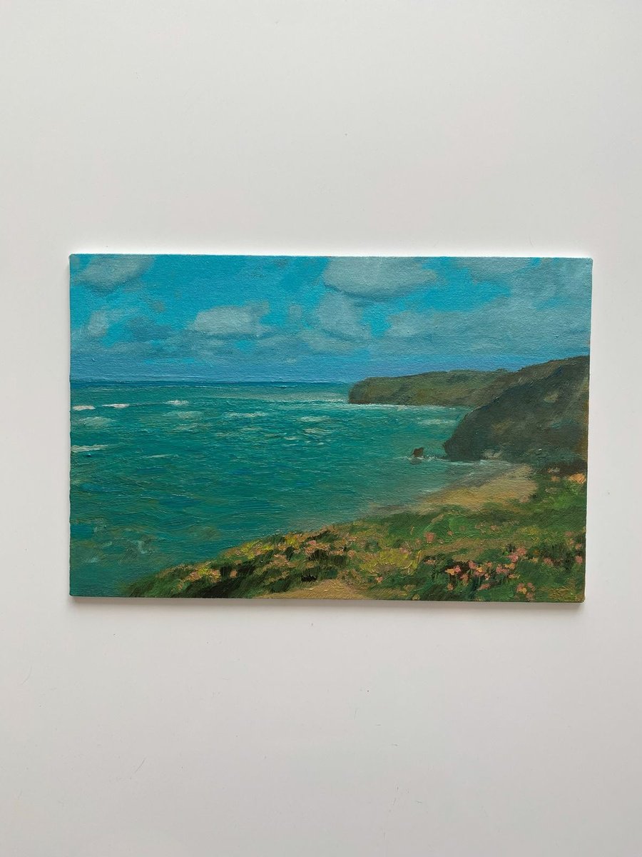 Impressionistic Landscape Oil Painting By Bohdan Vykhrenko, 12 X 8, Wind Waves, Original Artwork