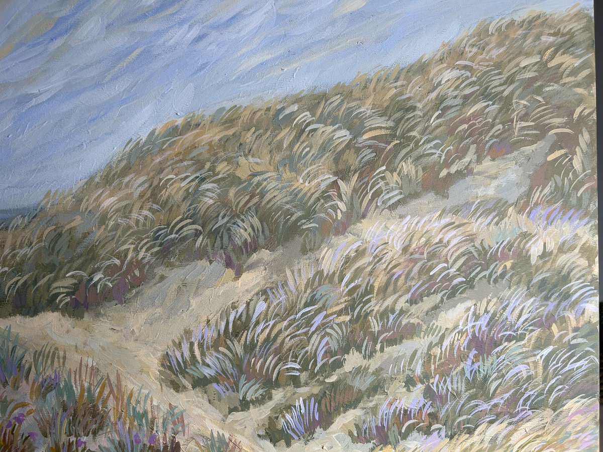 Impressionistic Landscape Acrylic Painting By Gabriele Prismantaite, 35 X 35, Sun Through The Clouds, Original Artwork