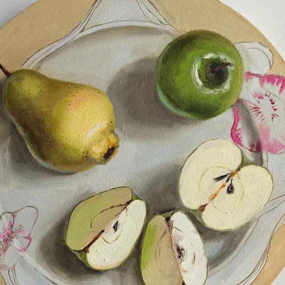 Pear and apple fruit still life