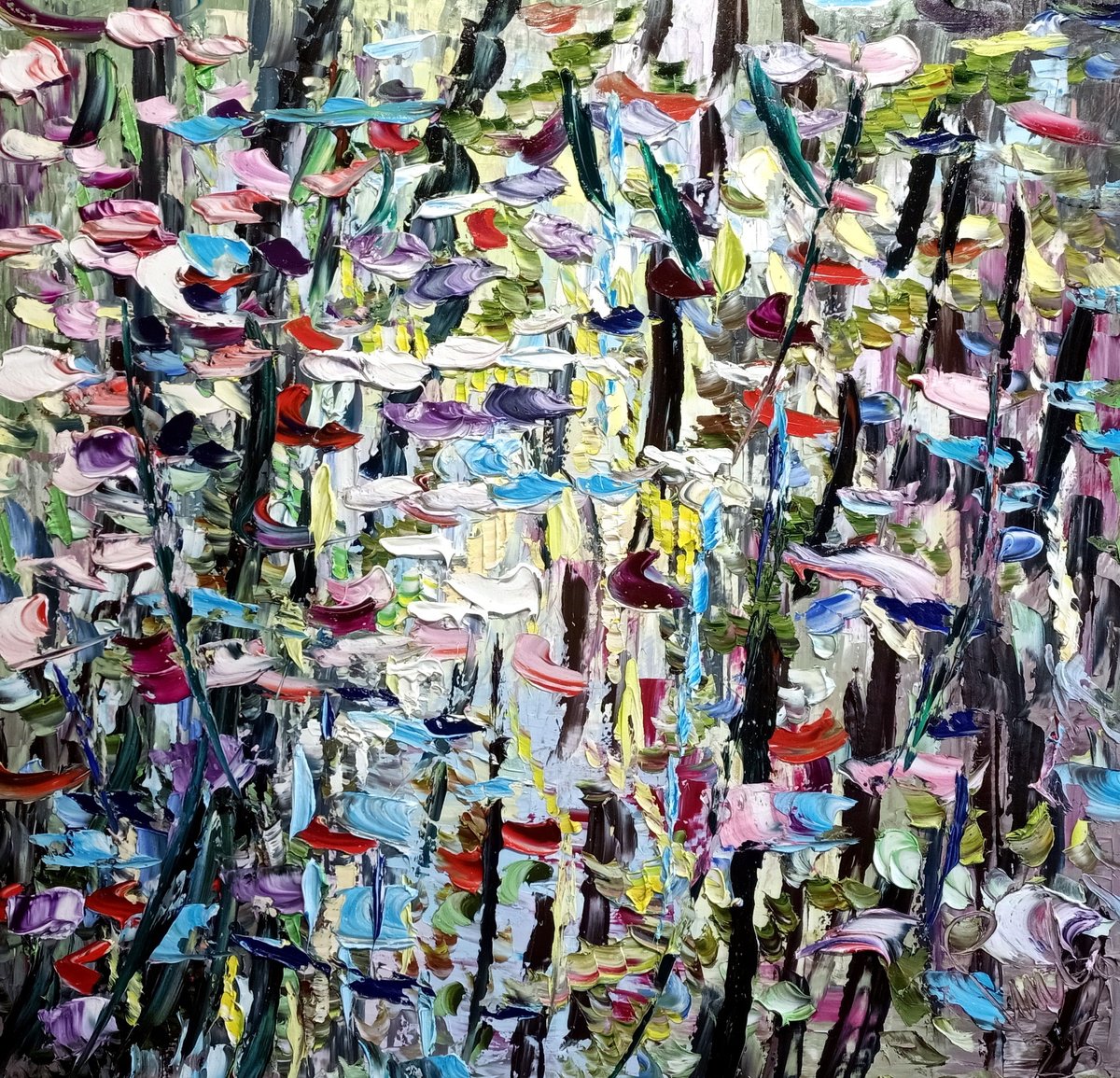 Impressionistic Abstract Oil Painting By Antonino Puliafico, 39 X 41, Breath Of Time, Original Artwork