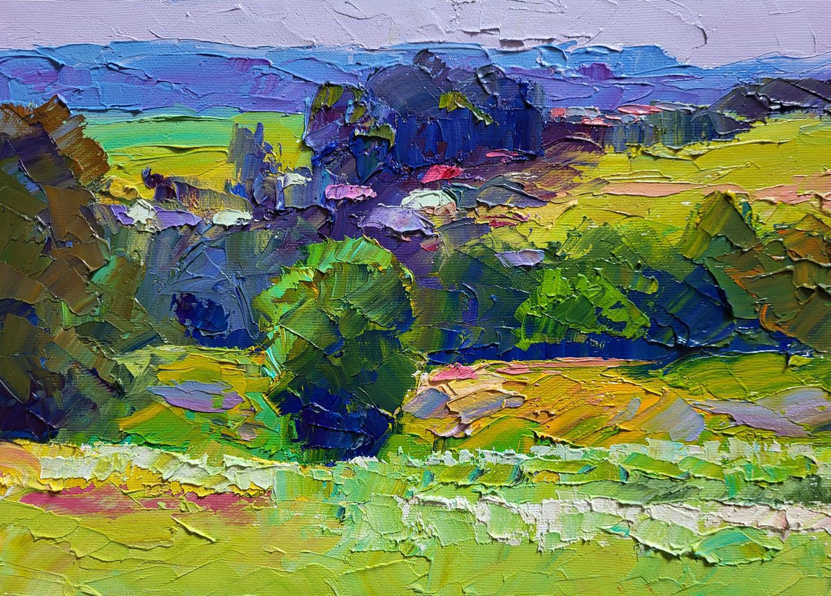 Impressionistic Landscape Oil Painting By Boris Serdyuk, 14 X 10, Warm Edge, Original Artwork